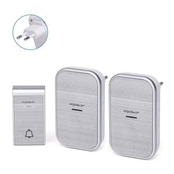 Aigostar - KOMPLEKTAS 2x Bevielis prijungiamas durų skambutis 230V/12V IP44 sidabras