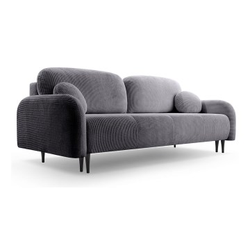 Trivietė sulankstoma sofa su apmušalais CLOUDY pilka