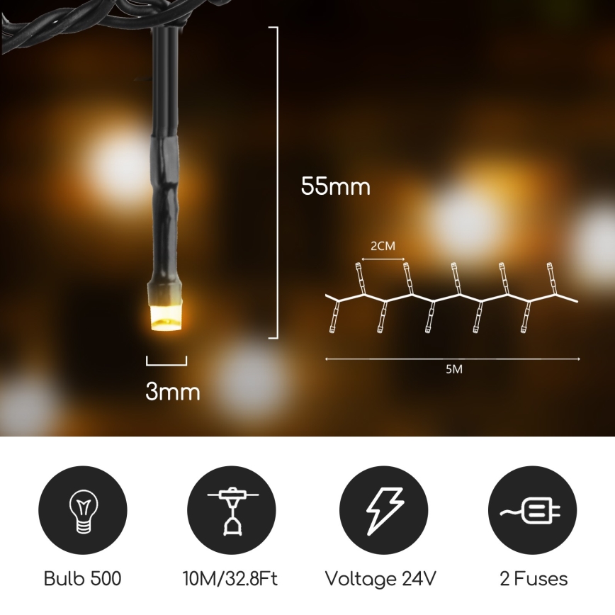 Aigostar - LED Dekoratyvinė lauko girlianda 500xLED/10m IP44 šiltai balta