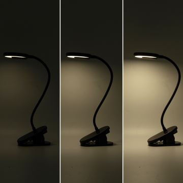 Aigostar - LED Pritemdomas įkraunamas stalinis šviestuvas su segtuku LED/3W/5V 1800mAh juoda