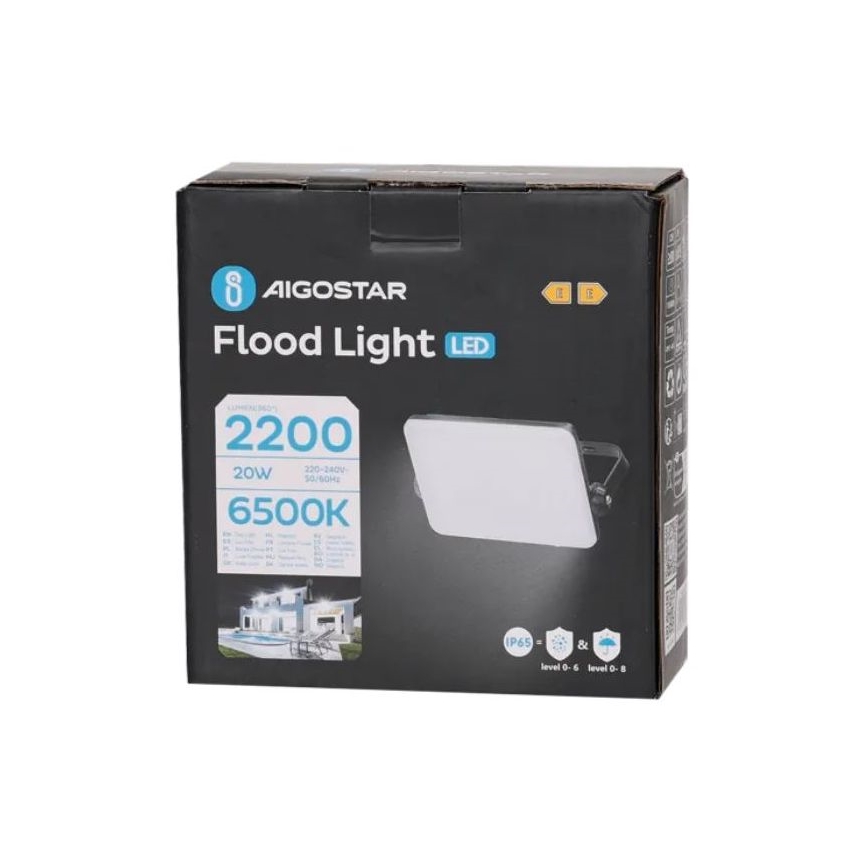 Aigostar - LED prožektorius LED/20W/230V 6500K IP65 juoda