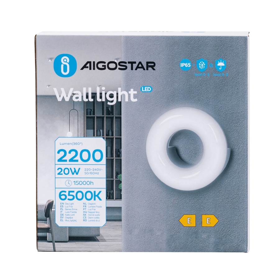 Aigostar - LED sieninis lauko šviestuvas LED/20W/230V 6500K IP65 juoda