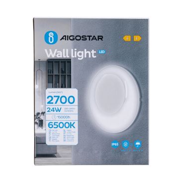 Aigostar - LED sieninis lauko šviestuvas LED/24W/230V 6500K IP65 balta