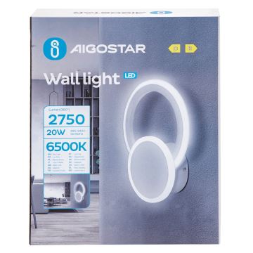 Aigostar - LED sieninis šviestuvas LED/20W/230V 6500K balta