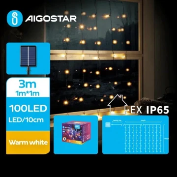 Aigostar - LED Solar Kelėdinė girlianda 100xLED/8 funkcijos 4x1m IP65 šilta balta