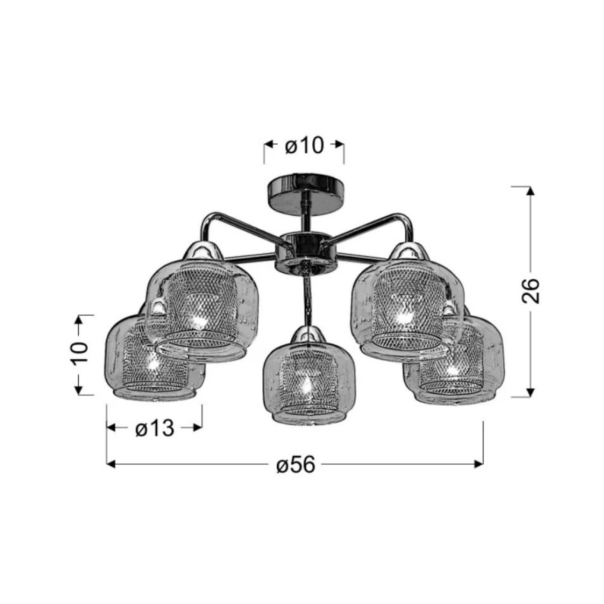 Ant pagrindo montuojamas sietynas RAY 5xE14/40W/230V