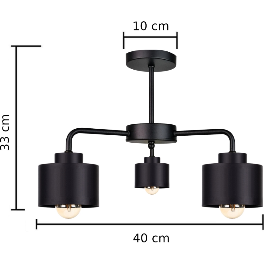 Ant pagrindo montuojamas sietynas SIMPLY BLACK 3xE27/60W/230V