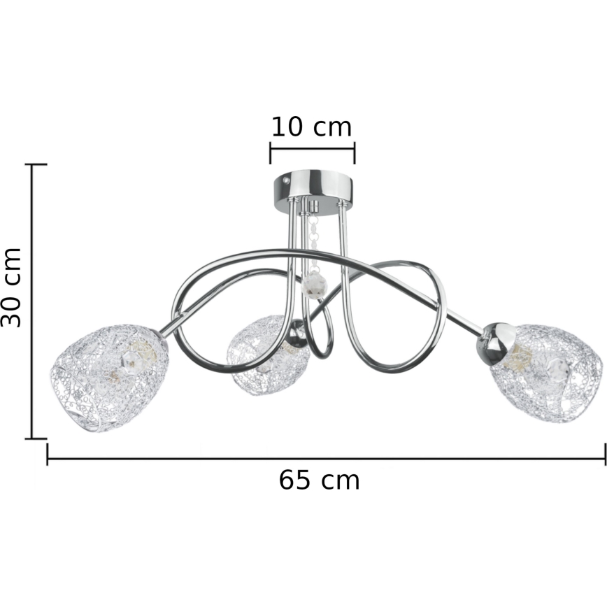 Ant pagrindo montuojamas sietynas TWIST CRYSTAL 3xE14/40W/230V