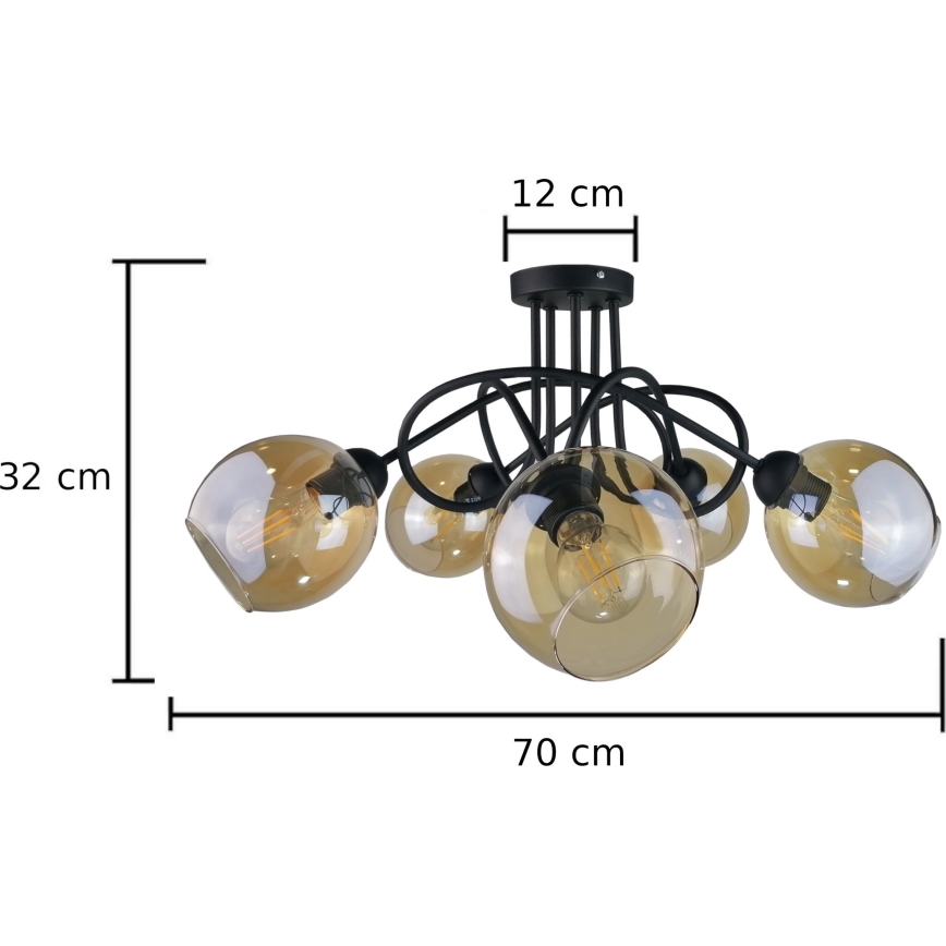 Ant pagrindo montuojamas sietynas VENUS BLACK 5xE27/60W/230V