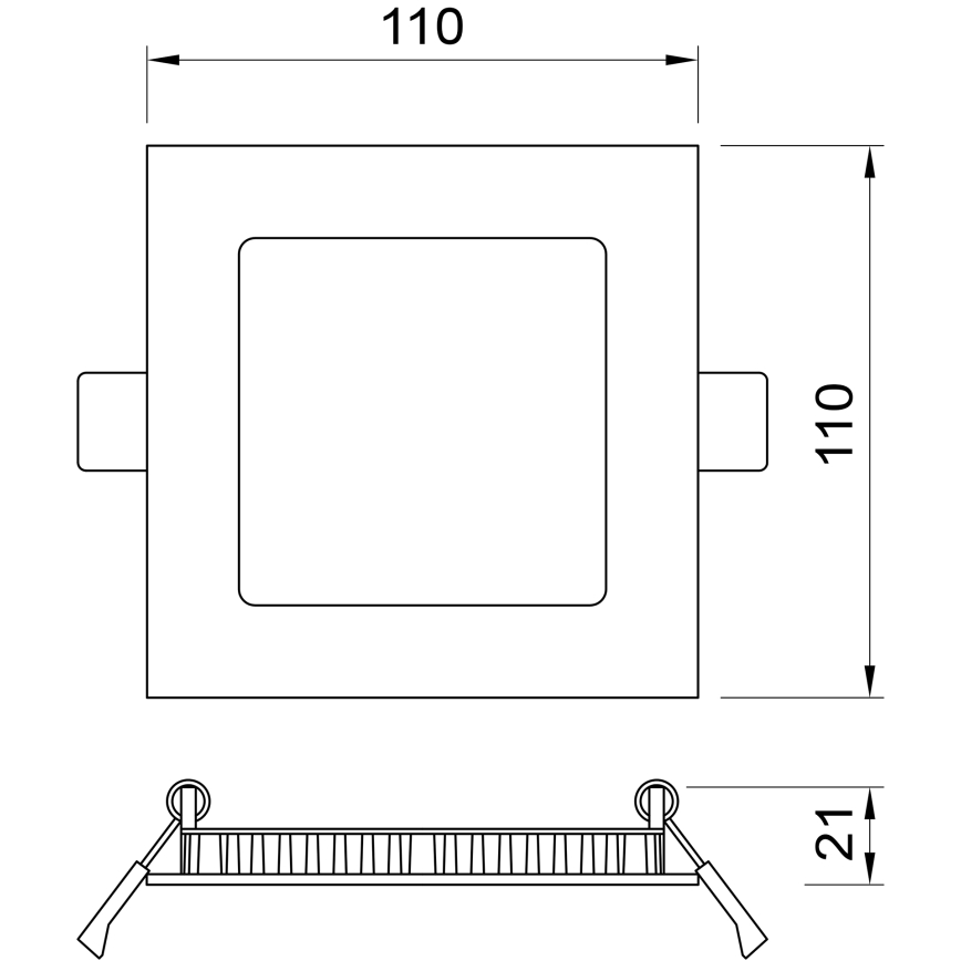 APLED - LED įleidžiamas lubinis vonios šviestuvas SQUARE LED/6W/230V IP41 110x110 mm