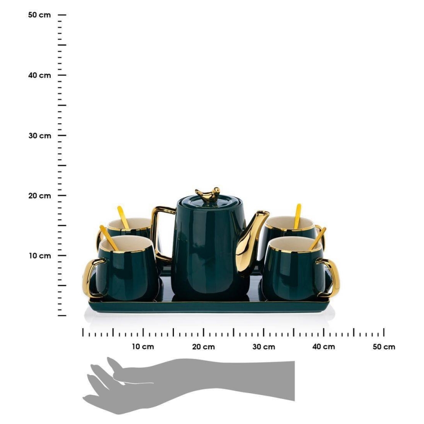 Arbatos servizas NOAH žalia/auksinė