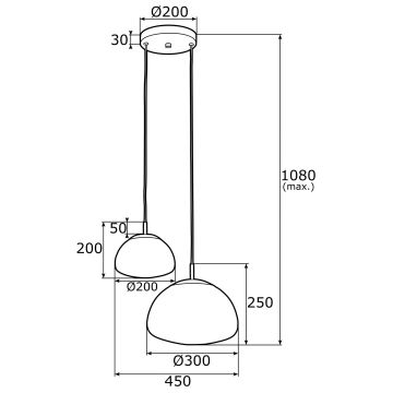 Argon 0902 - Pakabinamas sietynas TRINI 2xE27/15W/230V aukso