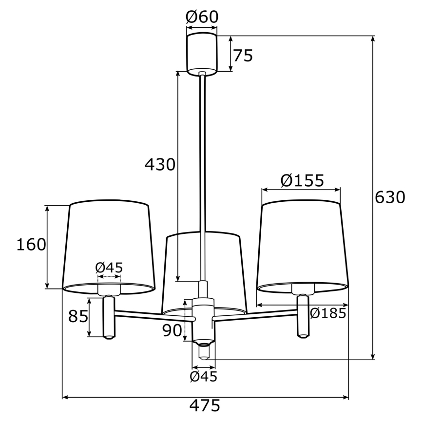 Argon 1484 - Sietynas ant stulpo PONTE 3xE27/15W/230V mėlynas / žalvaris