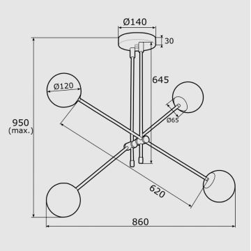 Argon 1842 - Sietynas ant stulpo ABSOS 4xE14/7W/230V alabasteris ruda