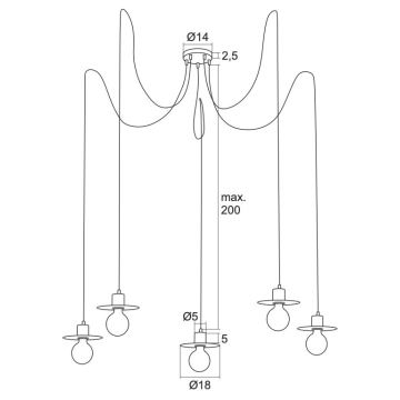 Argon 2078 - Pakabinamas sietynas CORSO 5xE27/15W/230V juodas