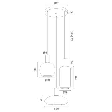 Argon 6323 - Pakabinamas sietynas SAGUNTO PLUS 3xE27/15W/230V juoda