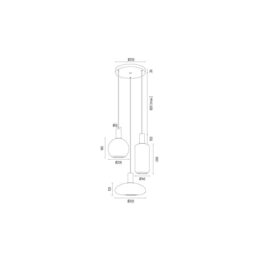 Argon 6323 - Pakabinamas sietynas SAGUNTO PLUS 3xE27/15W/230V juoda