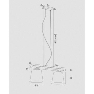 Argon 7151 - Pakabinamas sietynas ARDEN 2xE27/15W/230V auksas