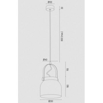 Argon 8281 - Pakabinamas sietynas LOGAN 1xE27/15W/230V d. 20 cm juodas