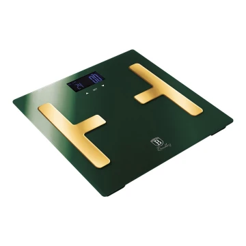 BerlingerHaus - Asmeninės svarstyklės su LCD ekranu 2xAAA žalia/auksinė