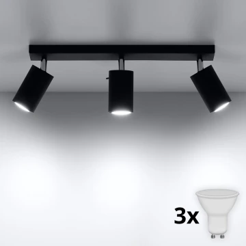 Brilagi -  LED akcentinis šviestuvas ASMUS 3xGU10/7W/230V juoda