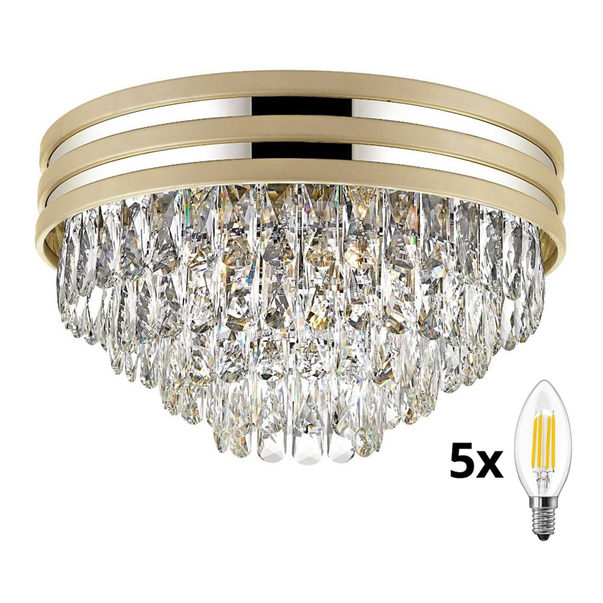 Brilagi - LED Krištolinis lubinis šviestuvas VELURE 5xE14/40W/230V auksas