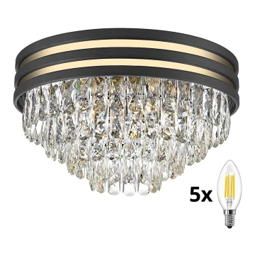 Brilagi - LED Krištolinis lubinis šviestuvas VELURE 5xE14/40W/230V juoda