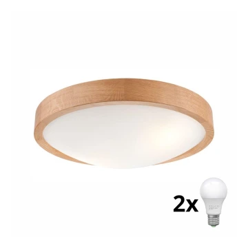 Brilagi - LED lubinis šviestuvas CARVALHO SLIM 2xE27/60W/230V ąžuolas diametras 37 cm