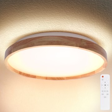 Brilagi - LED Pritemdomas lubinis šviestuvas ALSON LED/48W/230V 3000-6500K ąžuolas diametras 39,5 cm + nuotolinio valdymo pultas