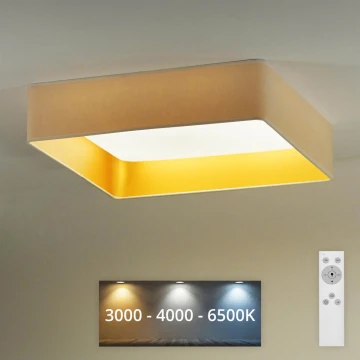 Brilagi - LED Pritemdomas lubinis šviestuvas VELVET SQUARE LED/24W/230V 3000/4000/6500K + nuotolinio valdymo pultas kreminė