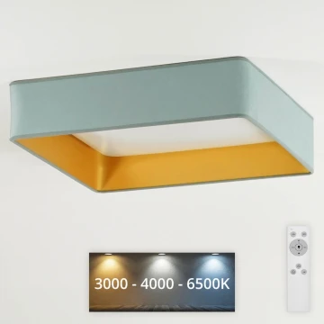 Brilagi - LED Pritemdomas lubinis šviestuvas VELVET SQUARE LED/24W/230V 3000/4000/6500K + nuotolinio valdymo pultas Mėtinė