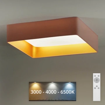 Brilagi - LED Pritemdomas lubinis šviestuvas VELVET SQUARE LED/24W/230V 3000/4000/6500K + nuotolinio valdymo pultas rausva