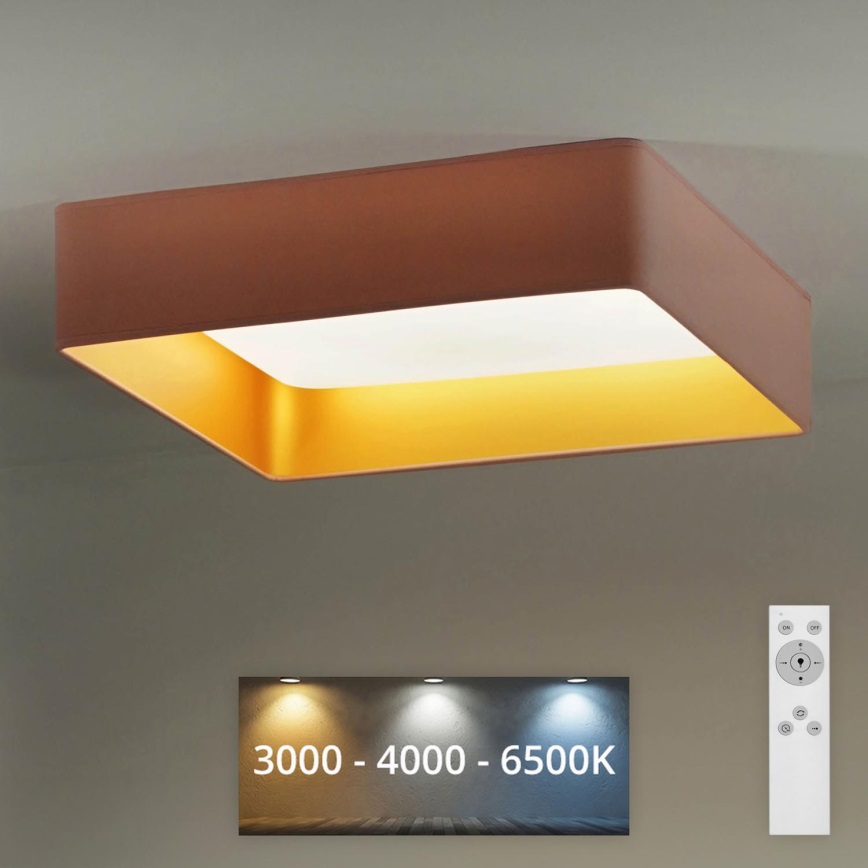 Brilagi - LED Pritemdomas lubinis šviestuvas VELVET SQUARE LED/24W/230V 3000/4000/6500K + nuotolinio valdymo pultas rausva