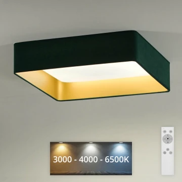 Brilagi - LED Pritemdomas lubinis šviestuvas VELVET SQUARE LED/24W/230V 3000/4000/6500K + nuotolinio valdymo pultas žalia