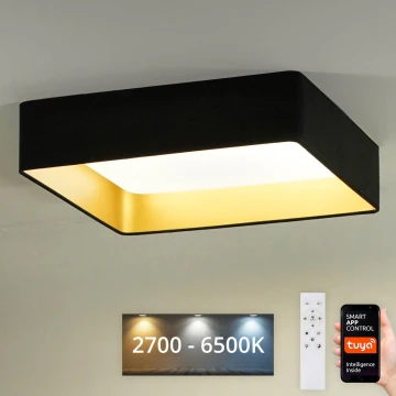 Brilagi - LED Pritemdomas lubinis šviestuvas VELVET SQUARE SMART LED/36W/230V 2700-6500K Wi-Fi Tuya + nuotolinio valdymo pultas juoda