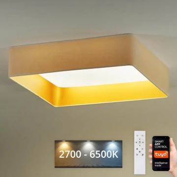 Brilagi - LED Pritemdomas lubinis šviestuvas VELVET SQUARE SMART LED/36W/230V 2700-6500K Wi-Fi Tuya + nuotolinio valdymo pultas kreminė