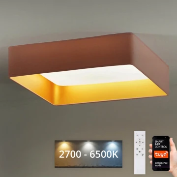 Brilagi - LED Pritemdomas lubinis šviestuvas VELVET SQUARE SMART LED/36W/230V 2700-6500K Wi-Fi Tuya + nuotolinio valdymo pultas rausva