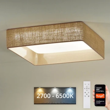 Brilagi - LED Pritemdomas lubinis šviestuvas VELVET SQUARE SMART LED/36W/230V 2700-6500K Wi-Fi Tuya + nuotolinio valdymo pultas ruda