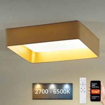 Brilagi - LED Pritemdomas lubinis šviestuvas VELVET SQUARE SMART LED/36W/230V 2700-6500K Wi-Fi Tuya + nuotolinio valdymo pultas smėlio spalva