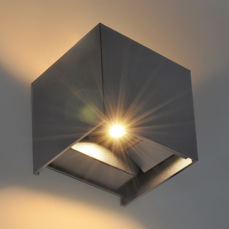 Brilagi - LED sieninis lauko šviestuvas CUBE LED/6W/230V antracitas IP54