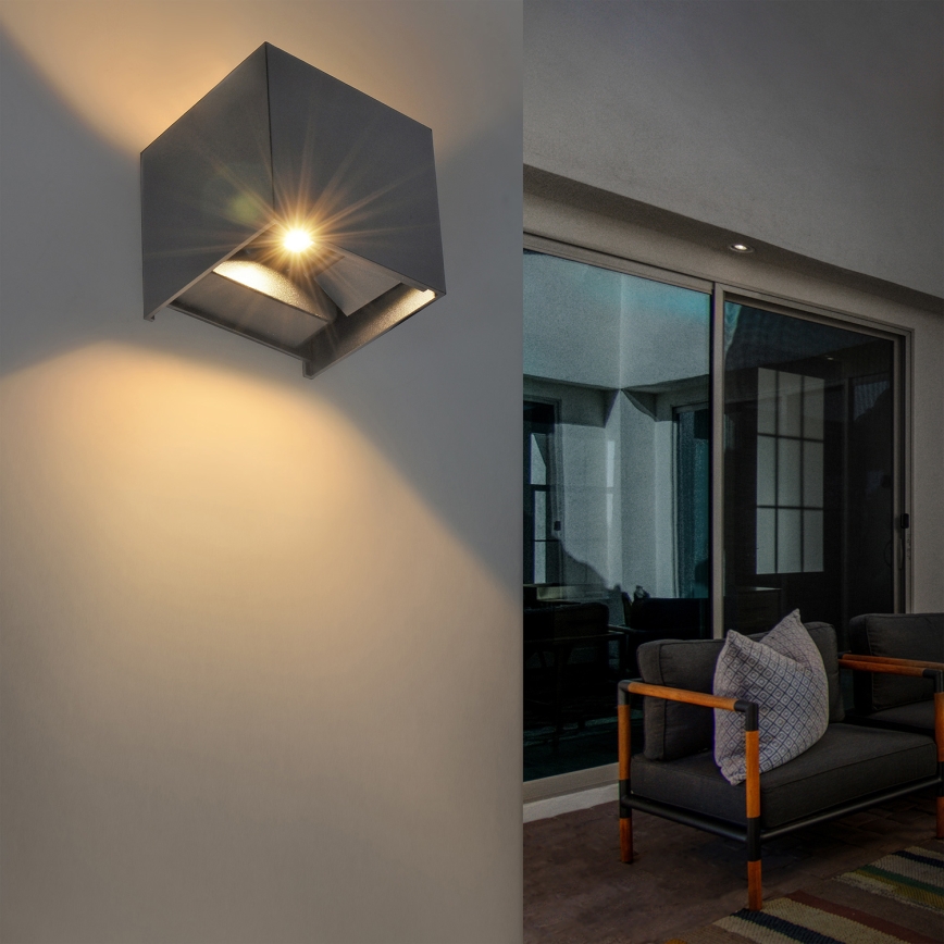 Brilagi - LED sieninis lauko šviestuvas CUBE LED/6W/230V antracitas IP54