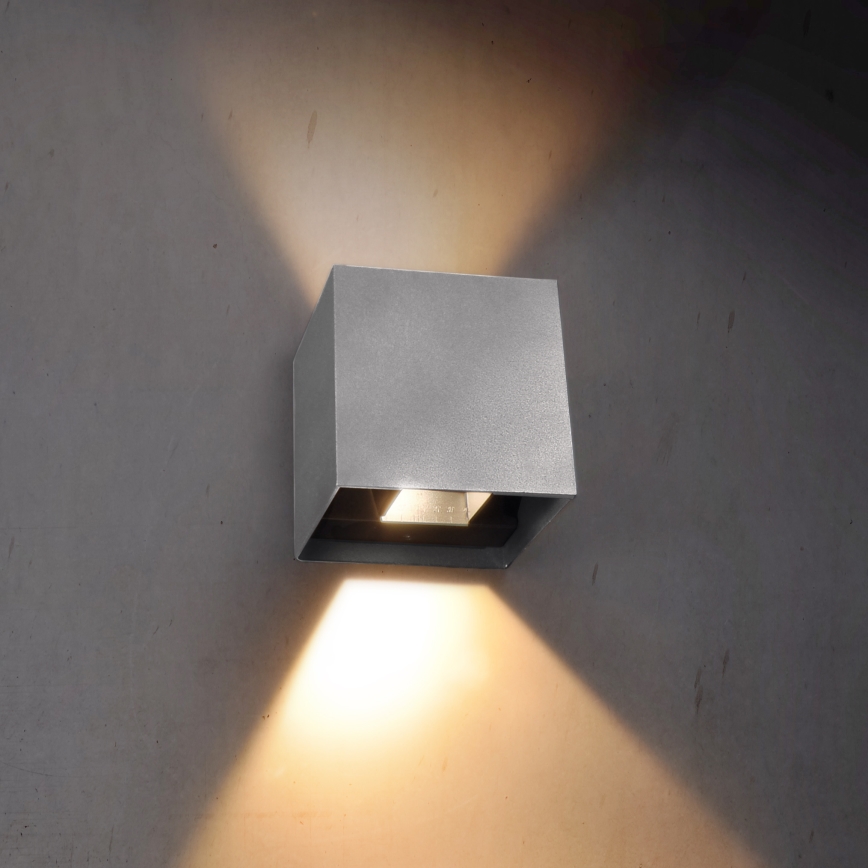 Brilagi - LED sieninis lauko šviestuvas CUBE LED/6W/230V pilka IP54