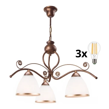 Brilagi - LED Sietynas, kabinamas ant grandinės ANTICO 3xE27/60W/230V bronzinė patina