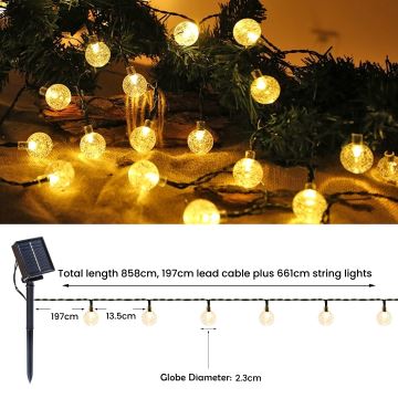 Brilagi - LED Solar Dekoratyvinė girlianda BUBBLE 50xLED/8 funkcijos 7m IP65 šilta balta