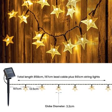 Brilagi - LED Solar Dekoratyvinė girlianda STARS 50xLED/8 funkcijos 7m IP65 šilta balta