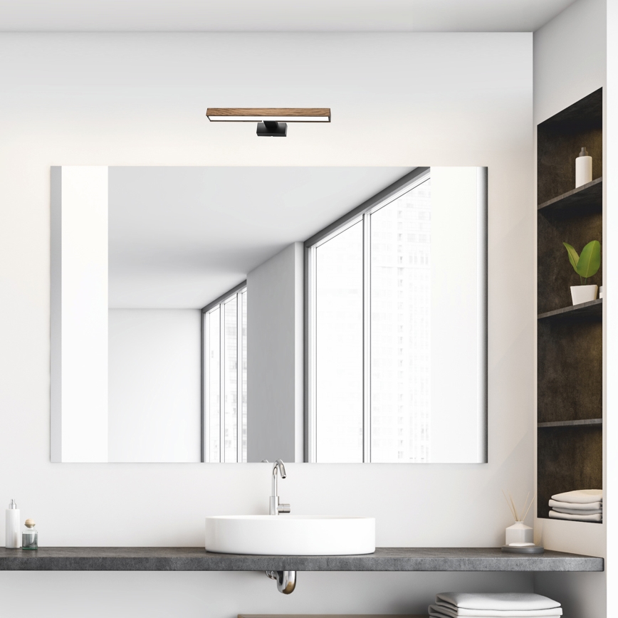 Brilagi - LED vonios veidrodžio apšvietimas WOODY MIRROR LED/8W/230V IP44 ąžuolas/juoda