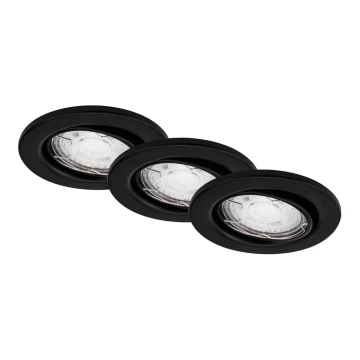 Brilo - KOMPLEKTAS 3x LED įleidžiamas lubinis vonios šviestuvas 1xGU10/5W/230V IP23 juoda