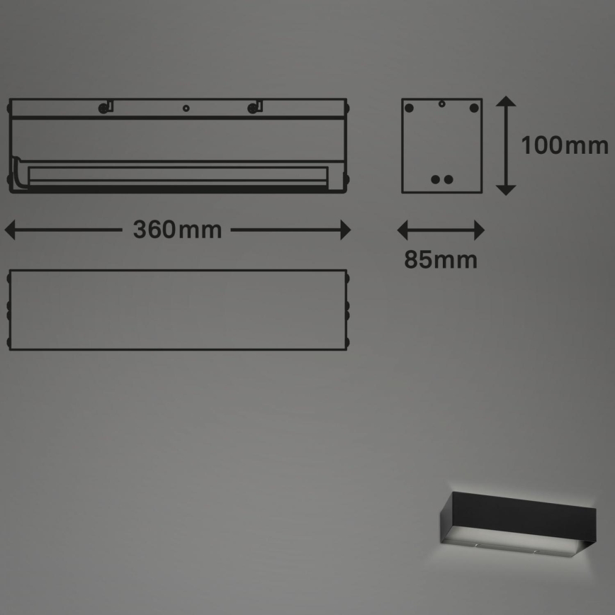 Briloner 2204-015 - LED sieninis lauko šviestuvas LED/8W/230V IP44 juoda