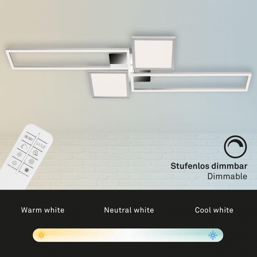 Briloner 3531-018 - LED Pritemdomas lubinis šviestuvas FRAME LED/50W/230V 3000-6500K + nuotolinio valdymo pultas