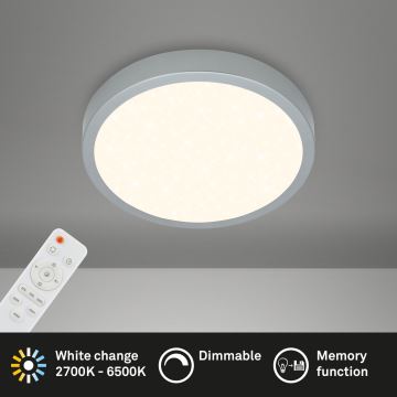 Briloner 3701-014 - LED Pritemdomas lubinis šviestuvas RUNA LED/18W/230V 2700-6500K sidabras + nuotolinio valdymo pultas